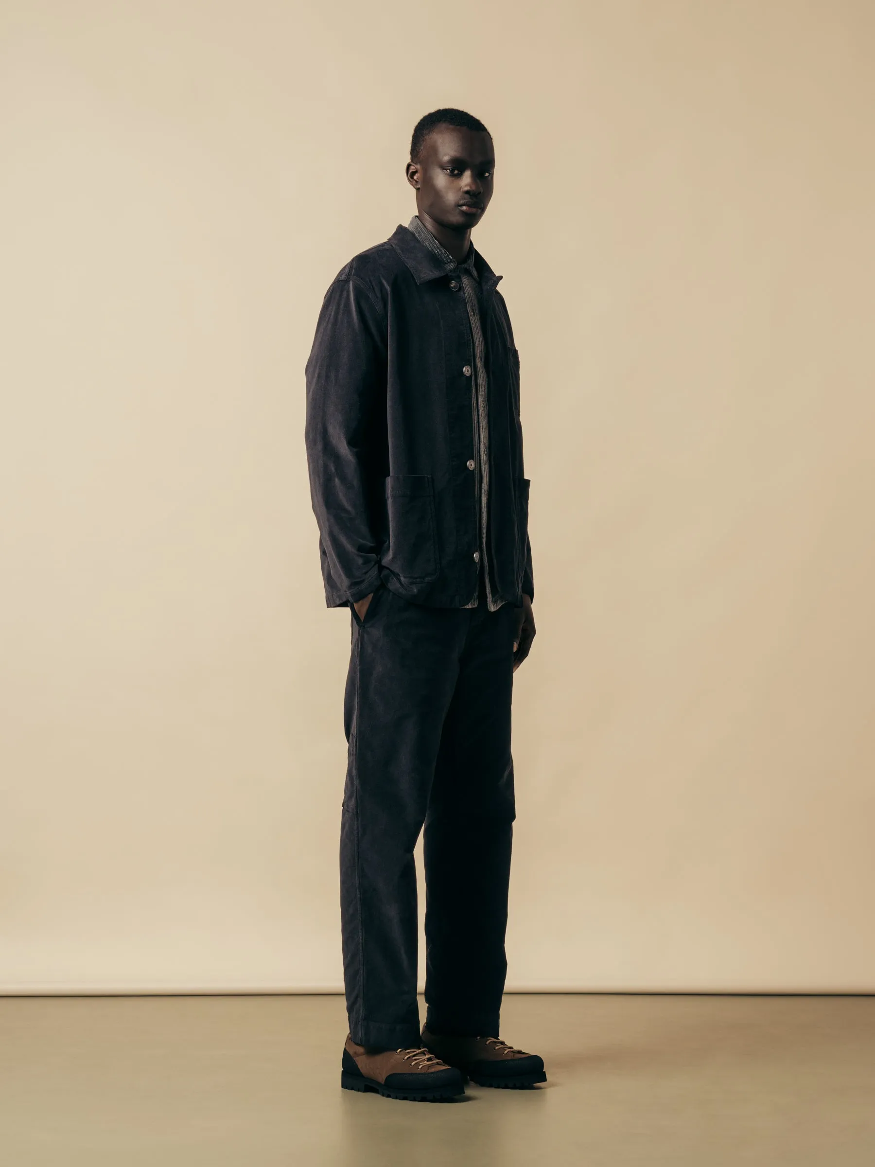 Huntly Jacket in Ink Black Moleskin