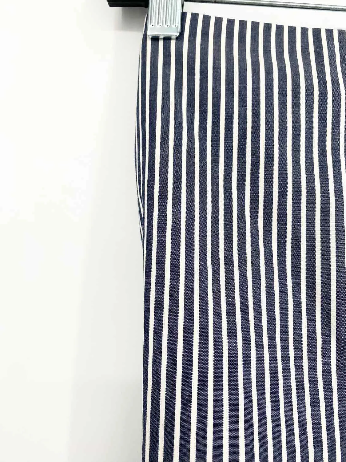 INTERMIX Women's Gray/White Midi Cotton Blend Stripe Size 0 Skirt