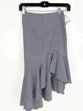 INTERMIX Women's Gray/White Midi Cotton Blend Stripe Size 0 Skirt