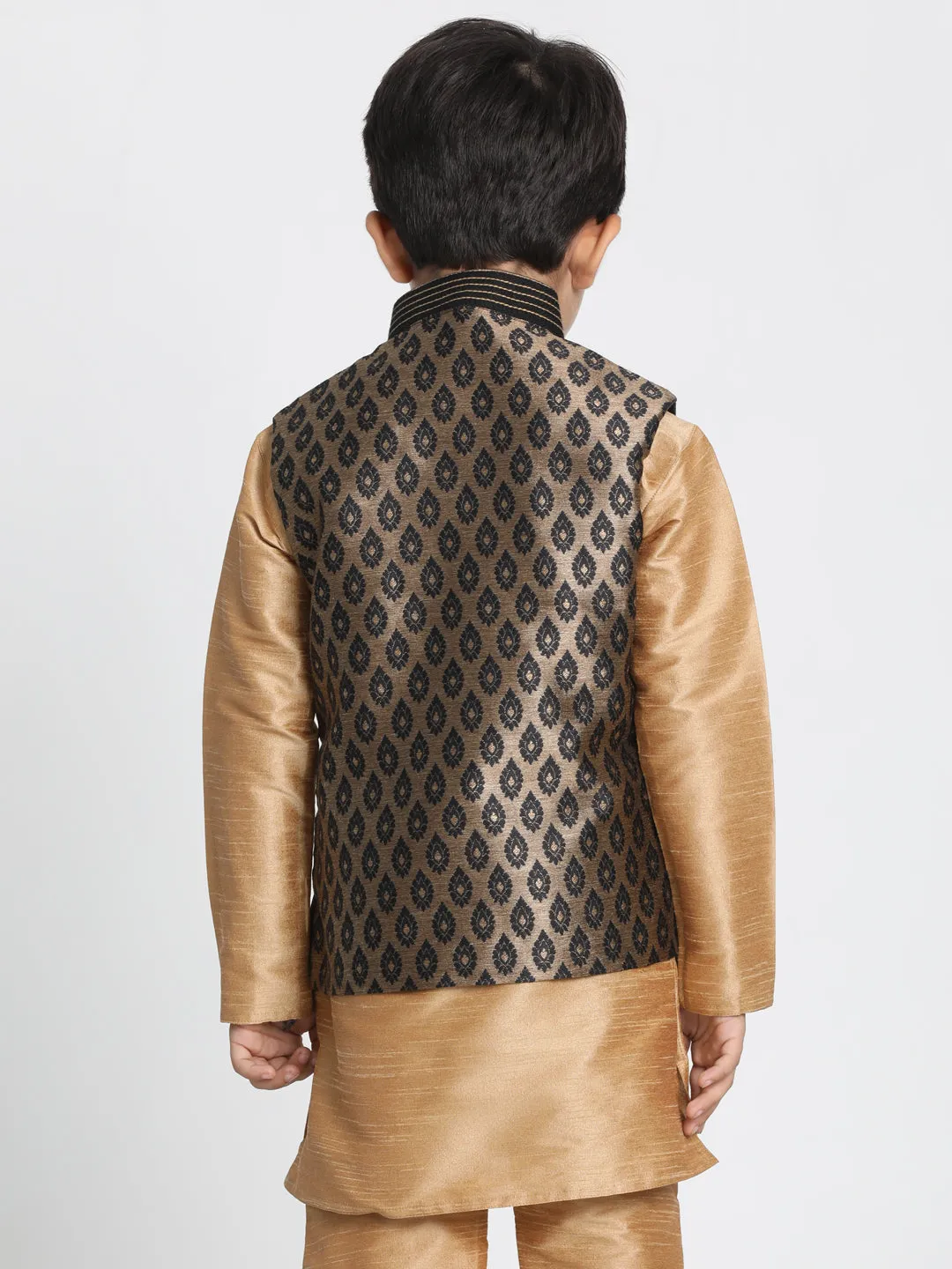 Jashvi Silk Blend Black and Gold Baap Beta Ethnic Jacket