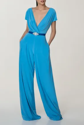 Joan Azure Jersey Jumpsuit
