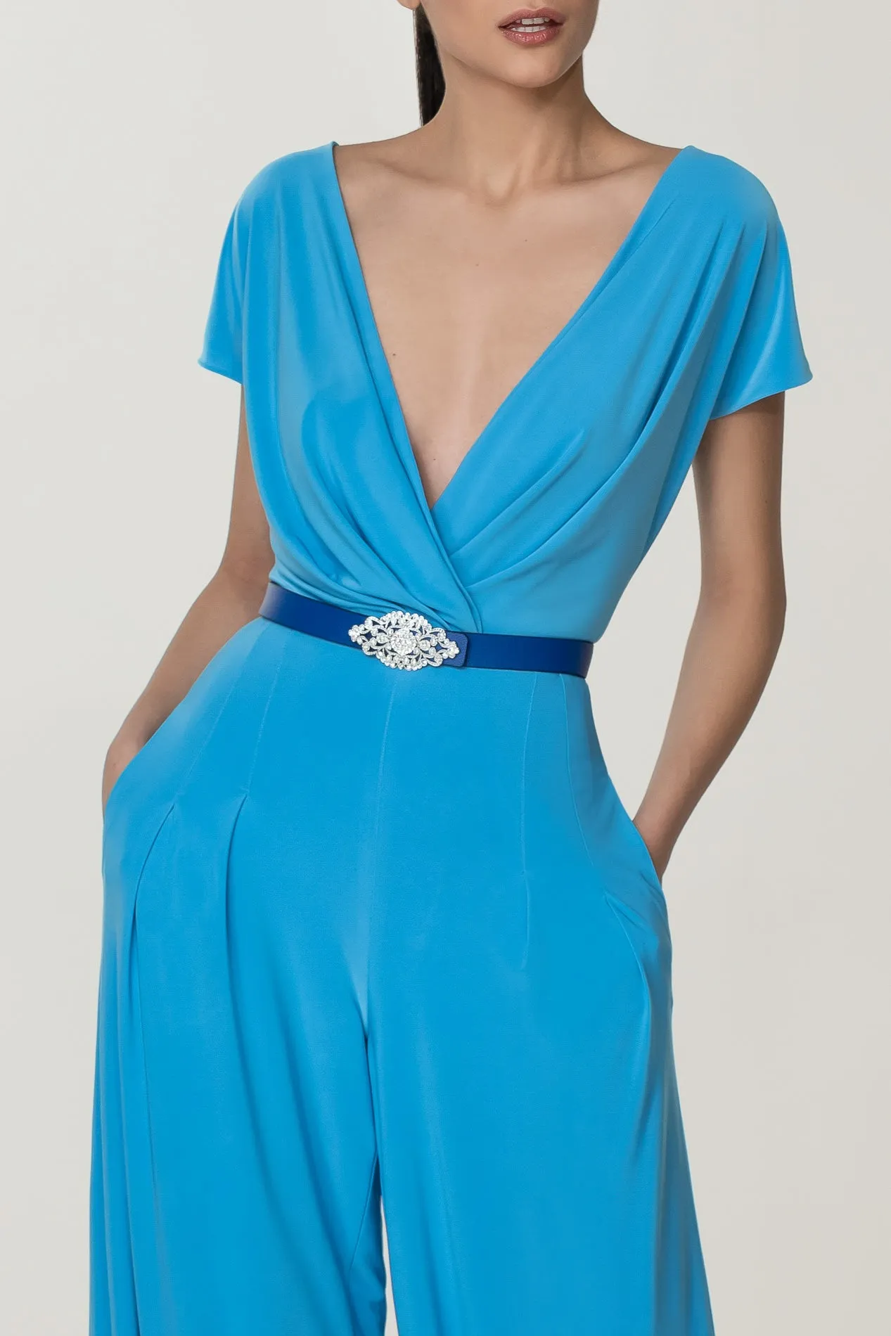 Joan Azure Jersey Jumpsuit