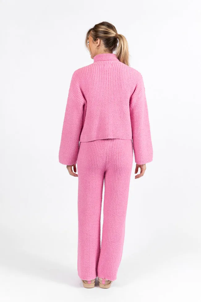 Keep It Comfy Candy Pink Fuzzy Turtleneck Sweater Set