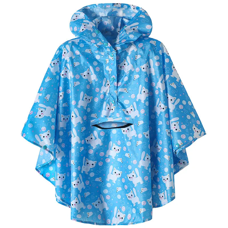 Kids Waterproof Rain Poncho Coat with Color Matched Storage Bag