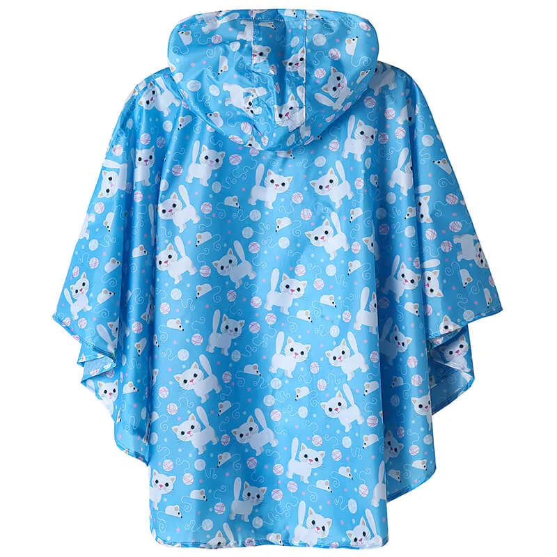 Kids Waterproof Rain Poncho Coat with Color Matched Storage Bag