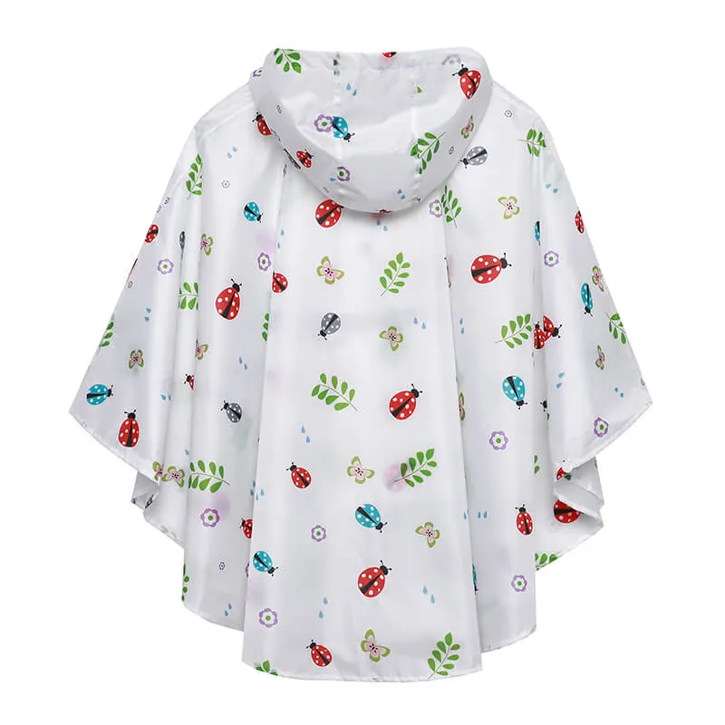 Kids Waterproof Rain Poncho Coat with Color Matched Storage Bag