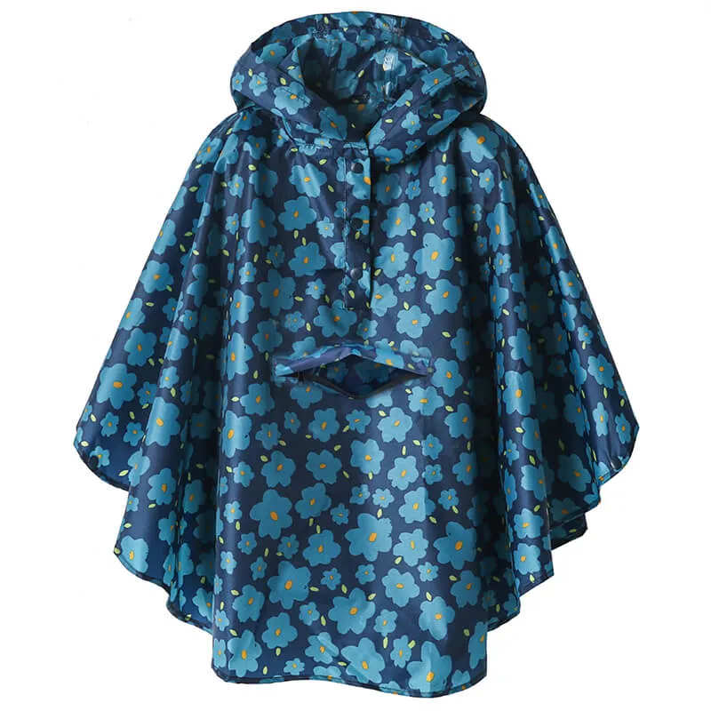 Kids Waterproof Rain Poncho Coat with Color Matched Storage Bag