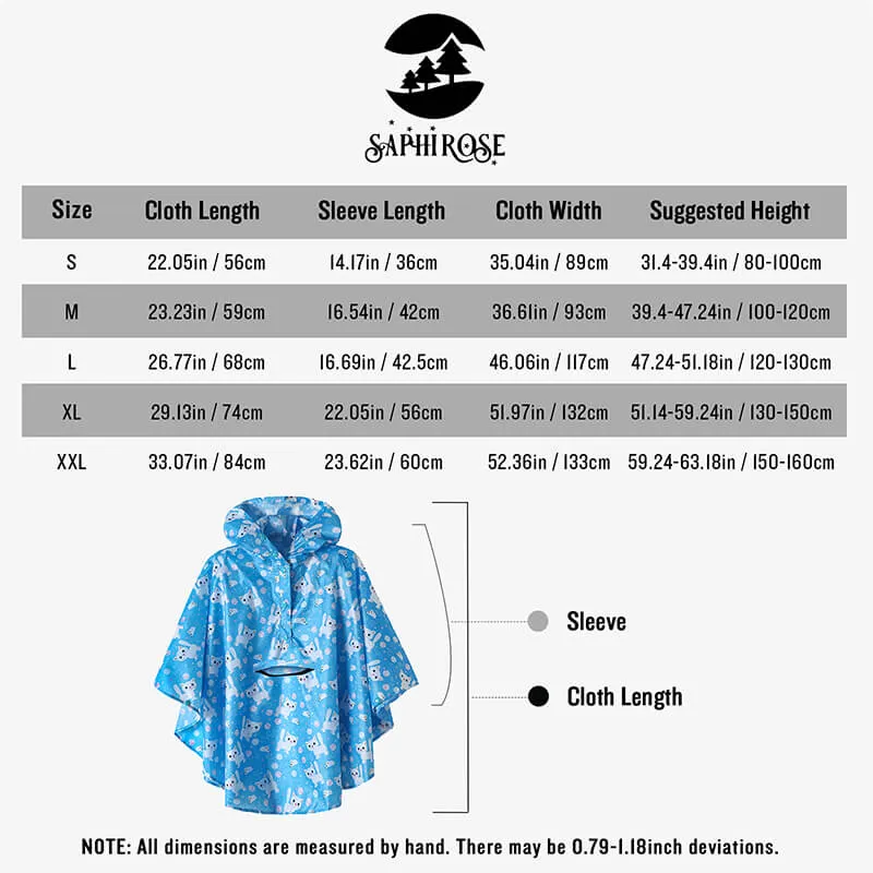 Kids Waterproof Rain Poncho Coat with Color Matched Storage Bag