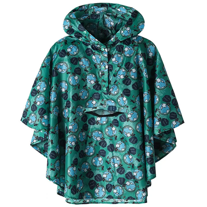 Kids Waterproof Rain Poncho Coat with Color Matched Storage Bag