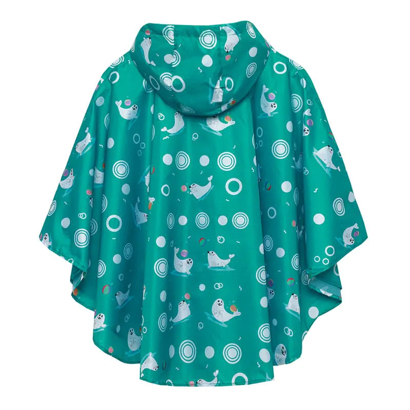 Kids Waterproof Rain Poncho Coat with Color Matched Storage Bag