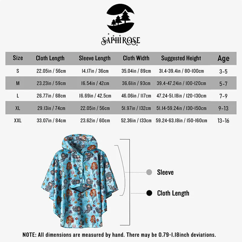 Kids Waterproof Rain Poncho Coat with Color Matched Storage Bag
