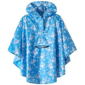 Kids Waterproof Rain Poncho Coat with Color Matched Storage Bag