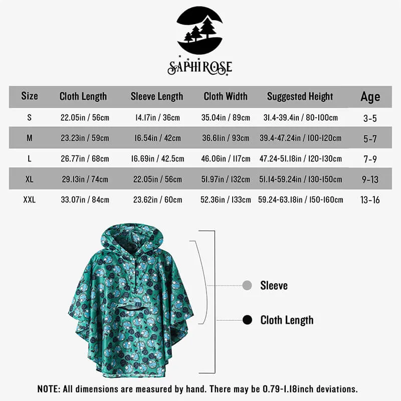 Kids Waterproof Rain Poncho Coat with Color Matched Storage Bag