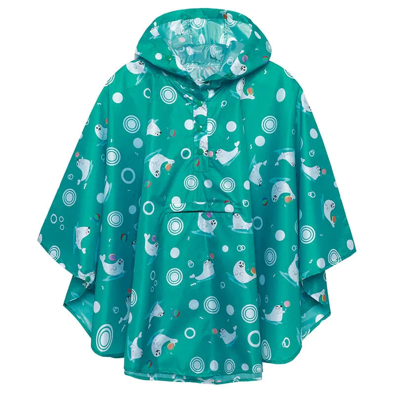 Kids Waterproof Rain Poncho Coat with Color Matched Storage Bag