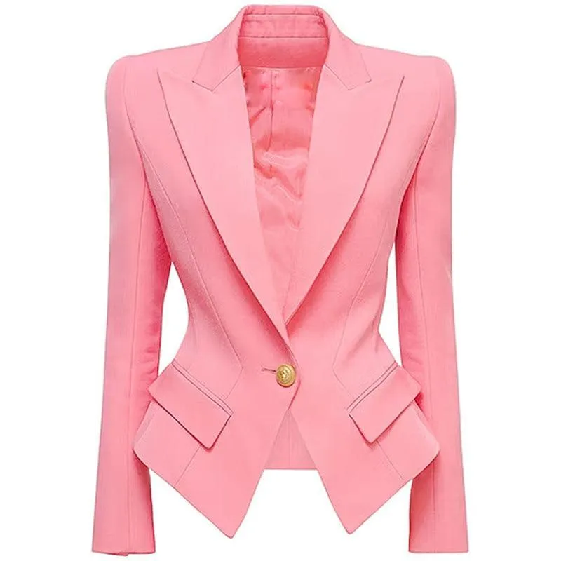 Ladies Solid Color Lapel Neck Blazer Coat L103