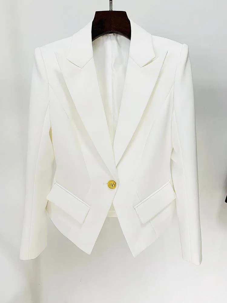 Ladies Solid Color Lapel Neck Blazer Coat L103