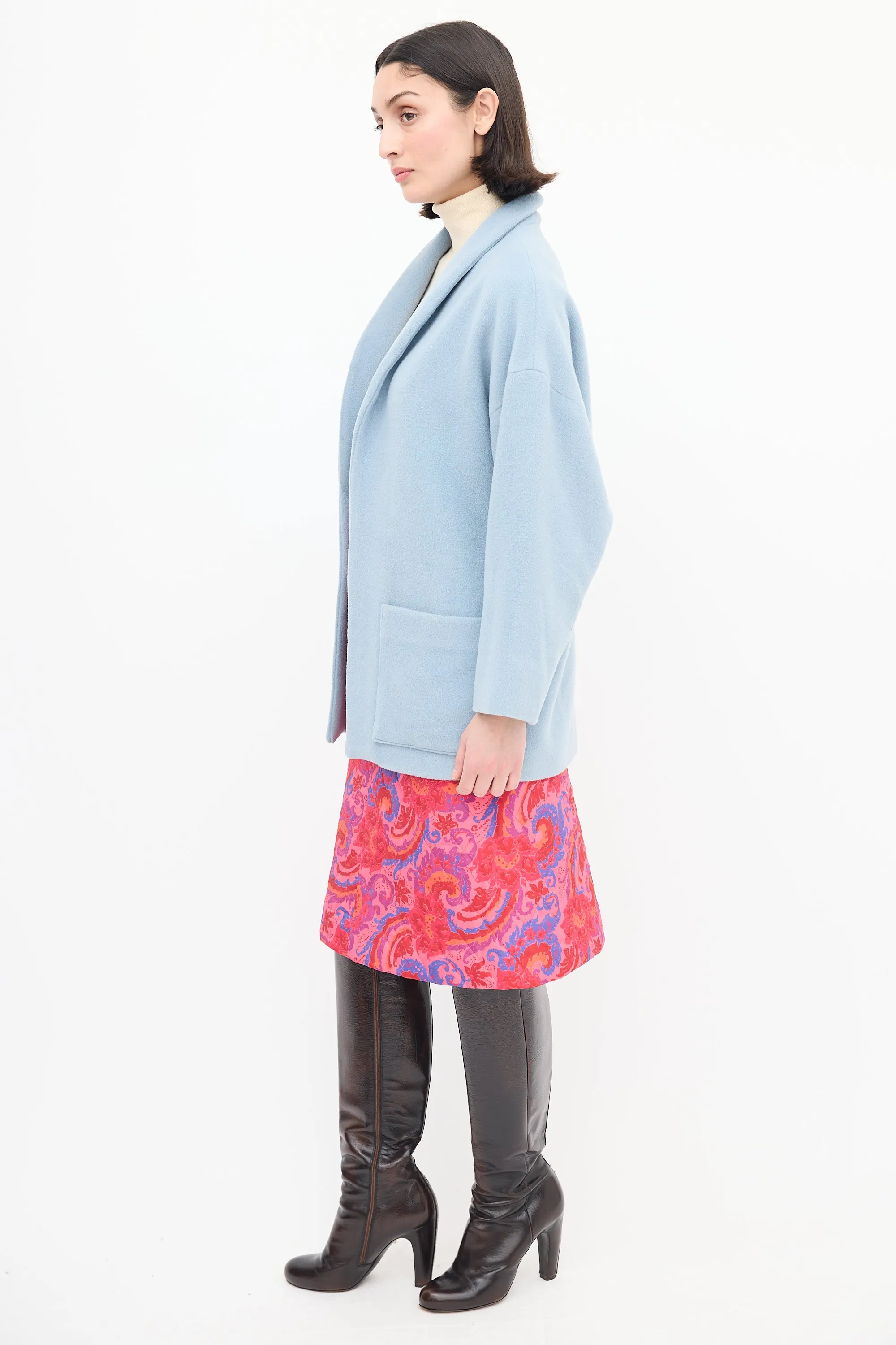 Light Blue Wool Patch Pocket Jacket