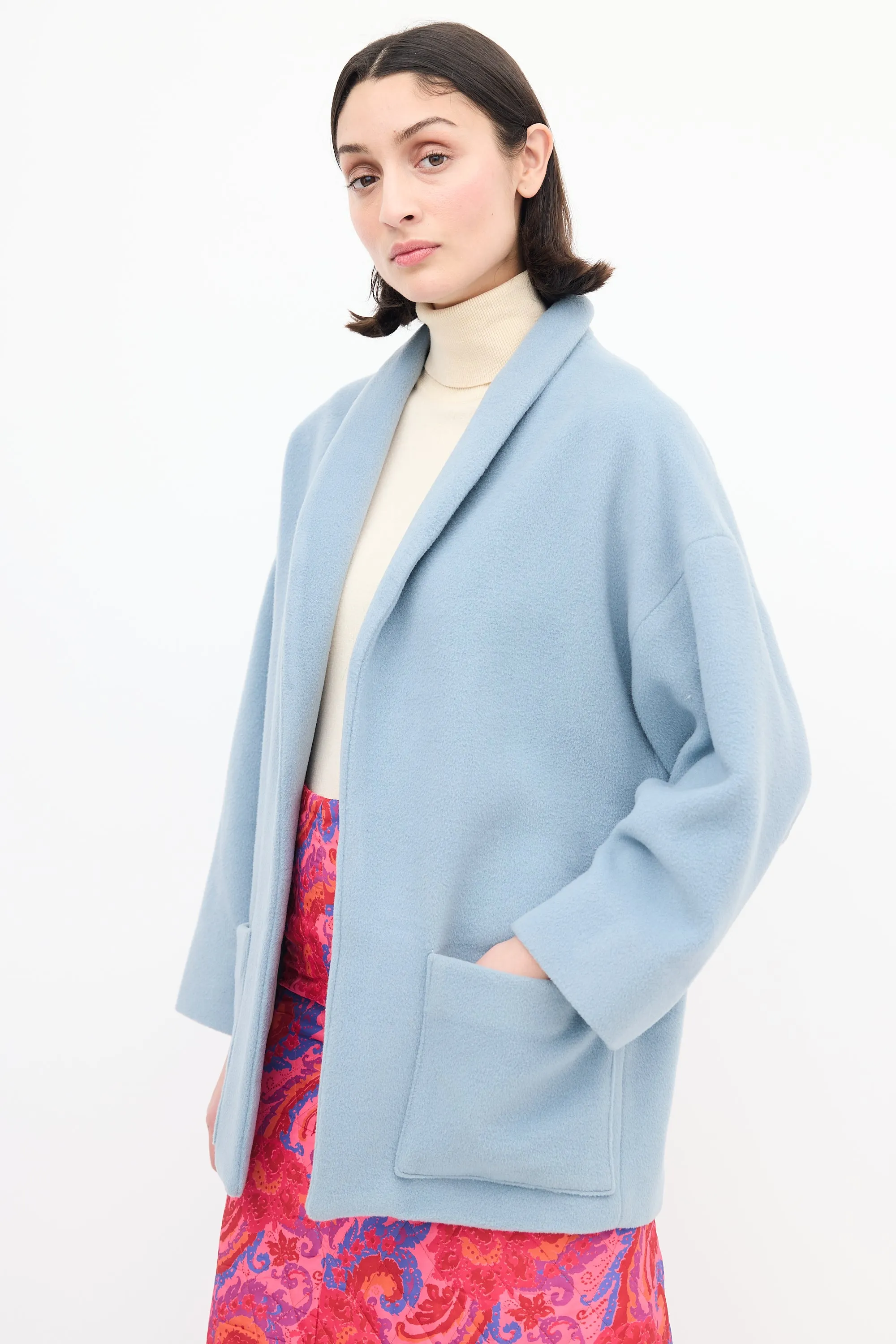 Light Blue Wool Patch Pocket Jacket