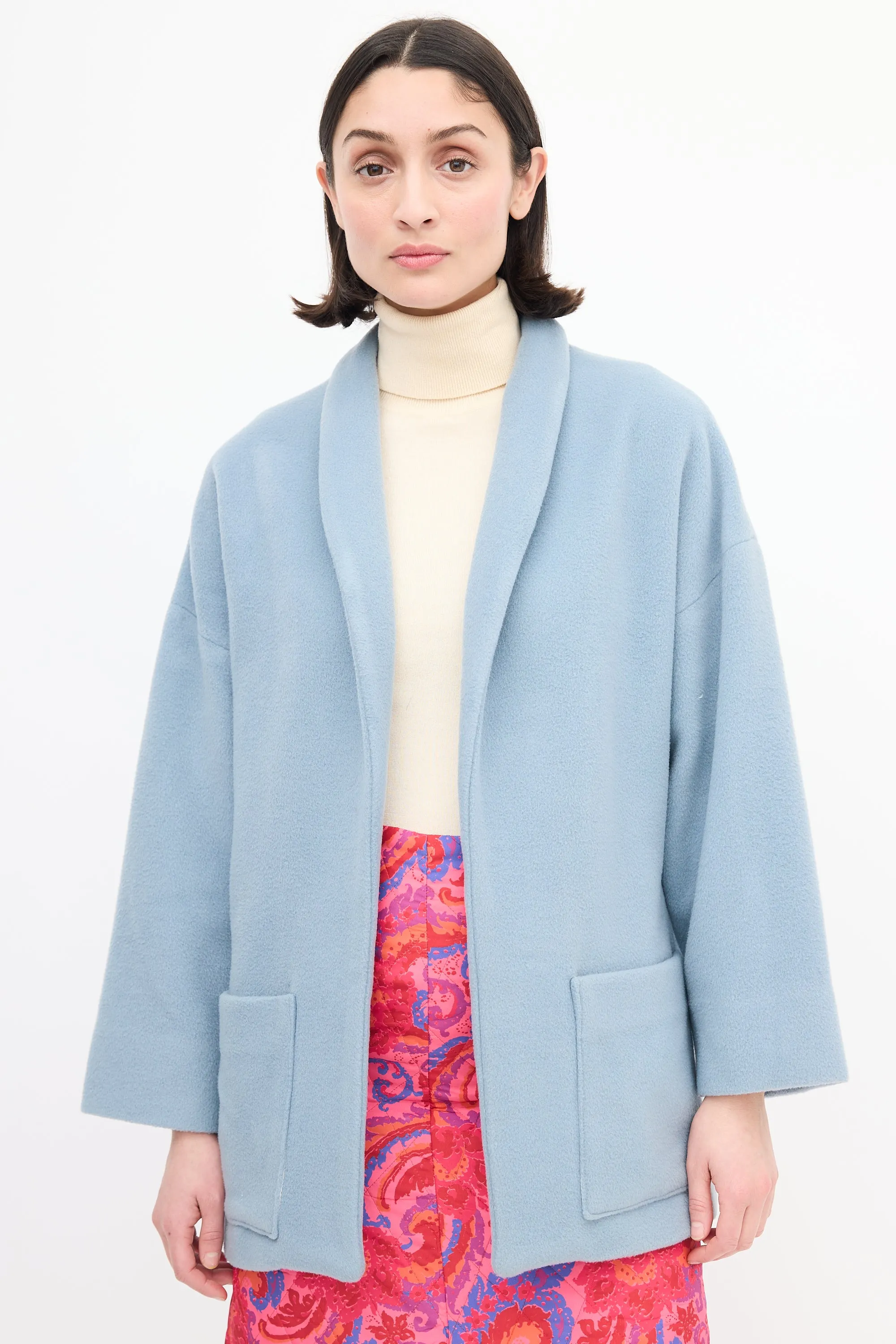 Light Blue Wool Patch Pocket Jacket