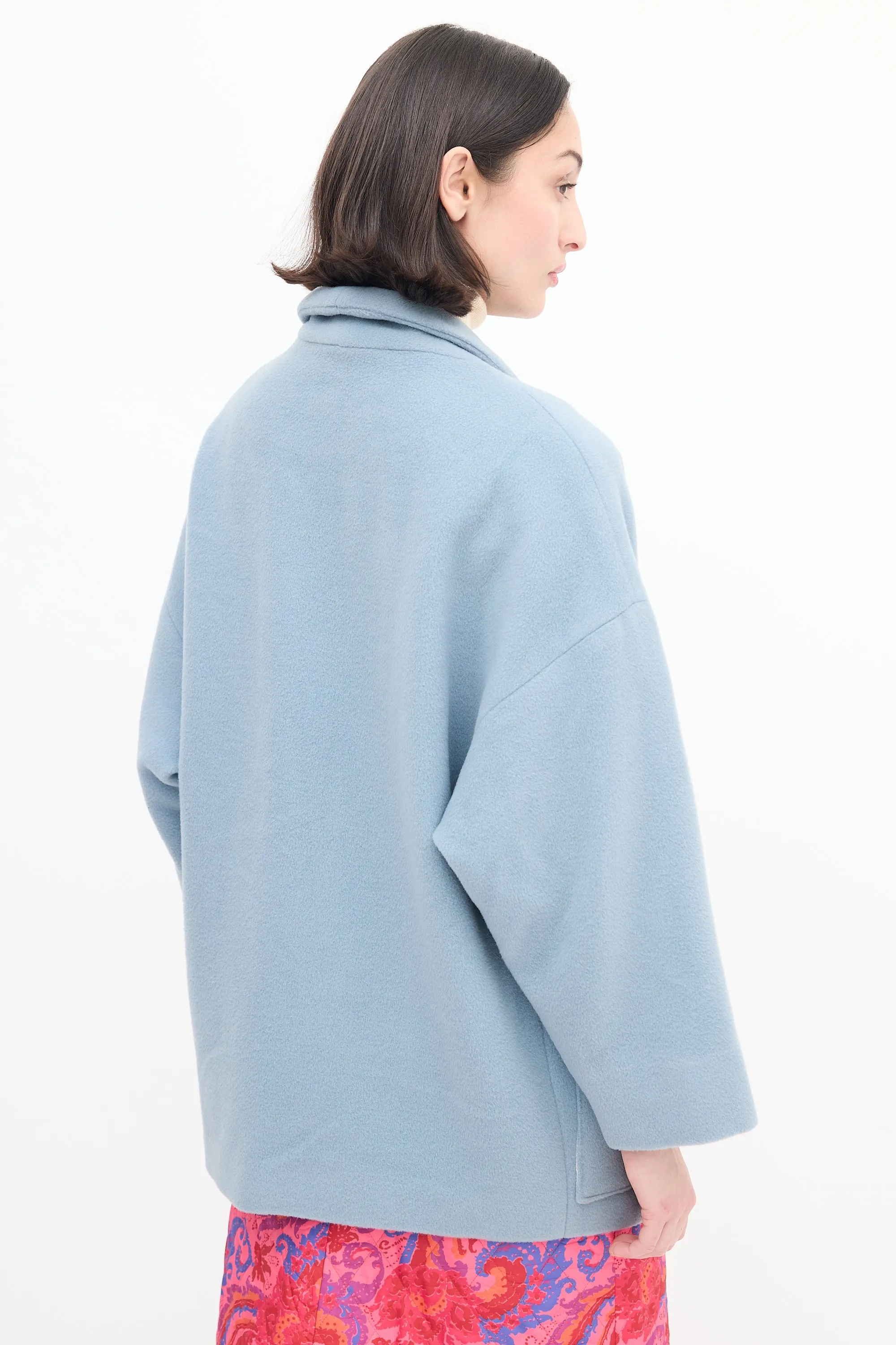 Light Blue Wool Patch Pocket Jacket