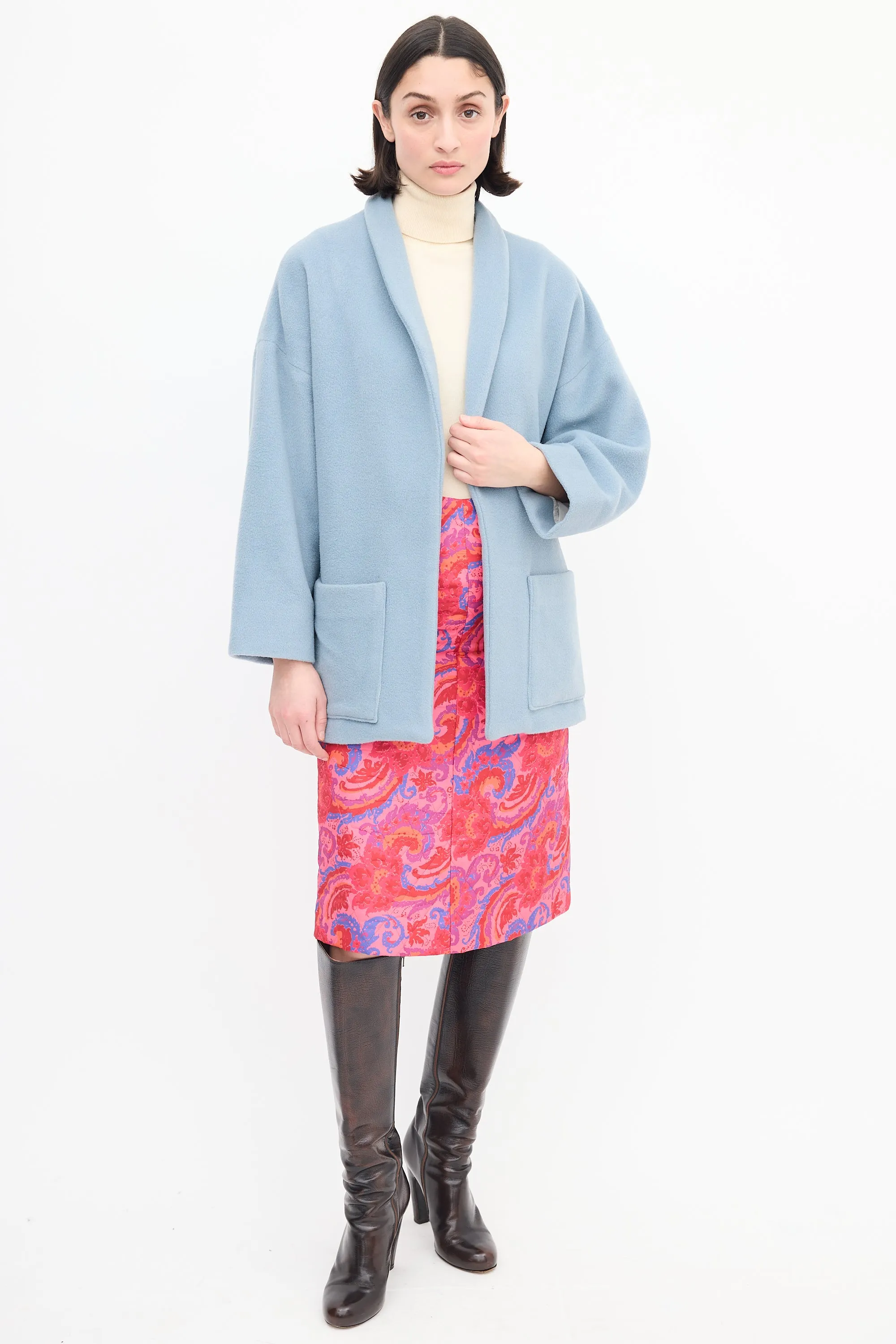 Light Blue Wool Patch Pocket Jacket