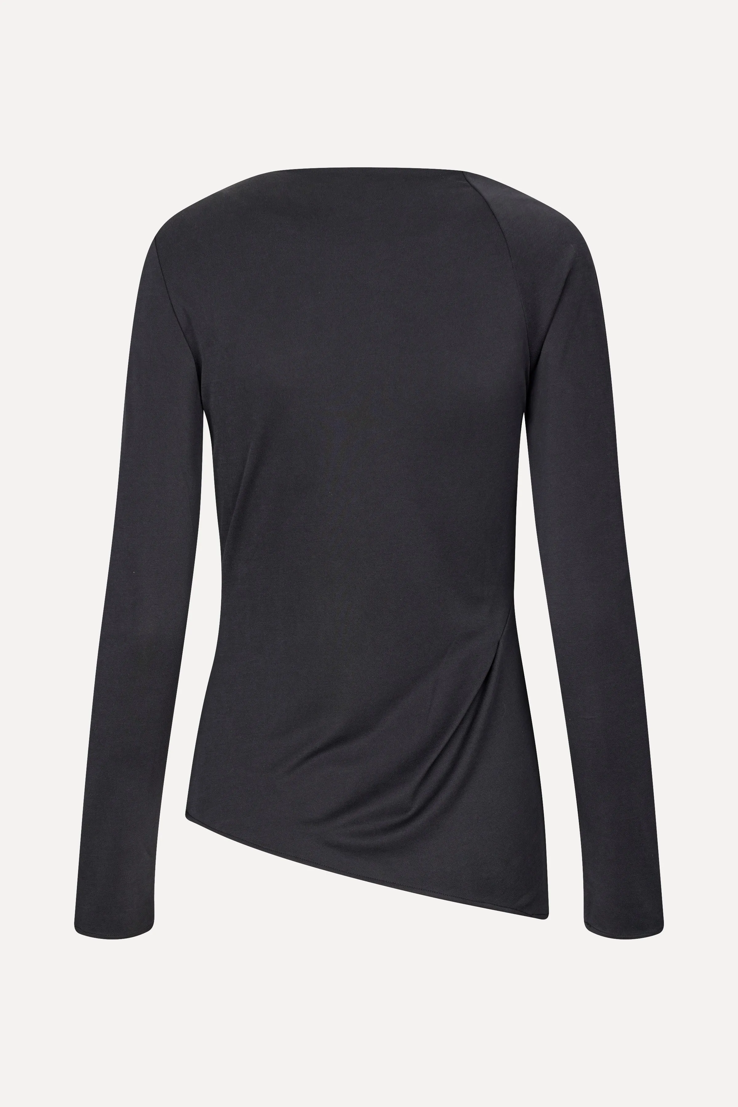 Long Sleeve Top With Fixed Buckle - Jet Black