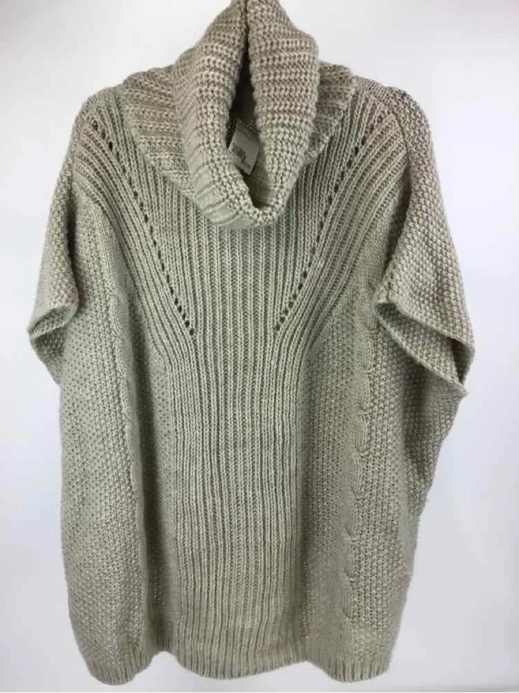 Look M By NY Size One Size Beige Cowl Neck Poncho