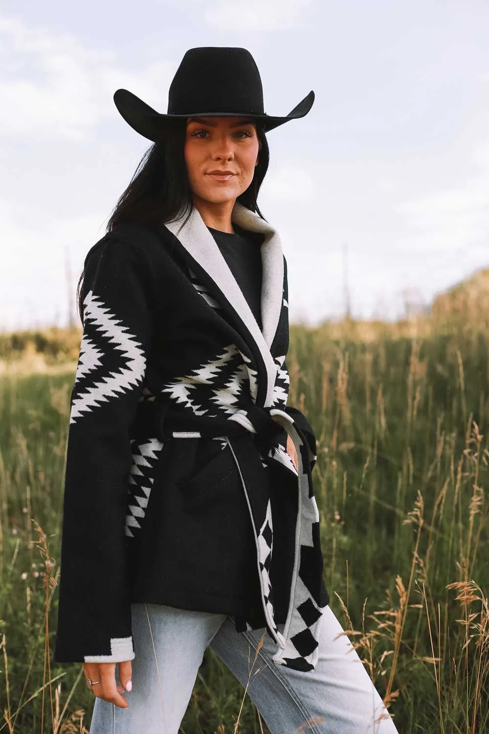 Los Ojos Wool Wrap Coat