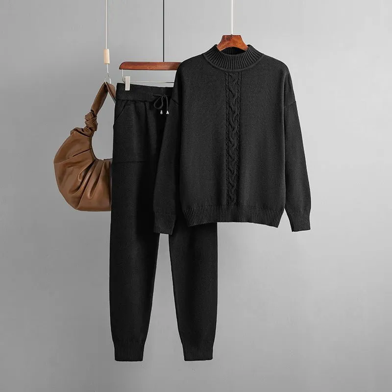LovelyRLovely Half Turtleneck Twist Knitting Suit