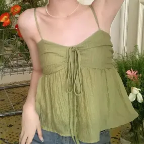 Lush Smocked  Sleeveless Short Top
