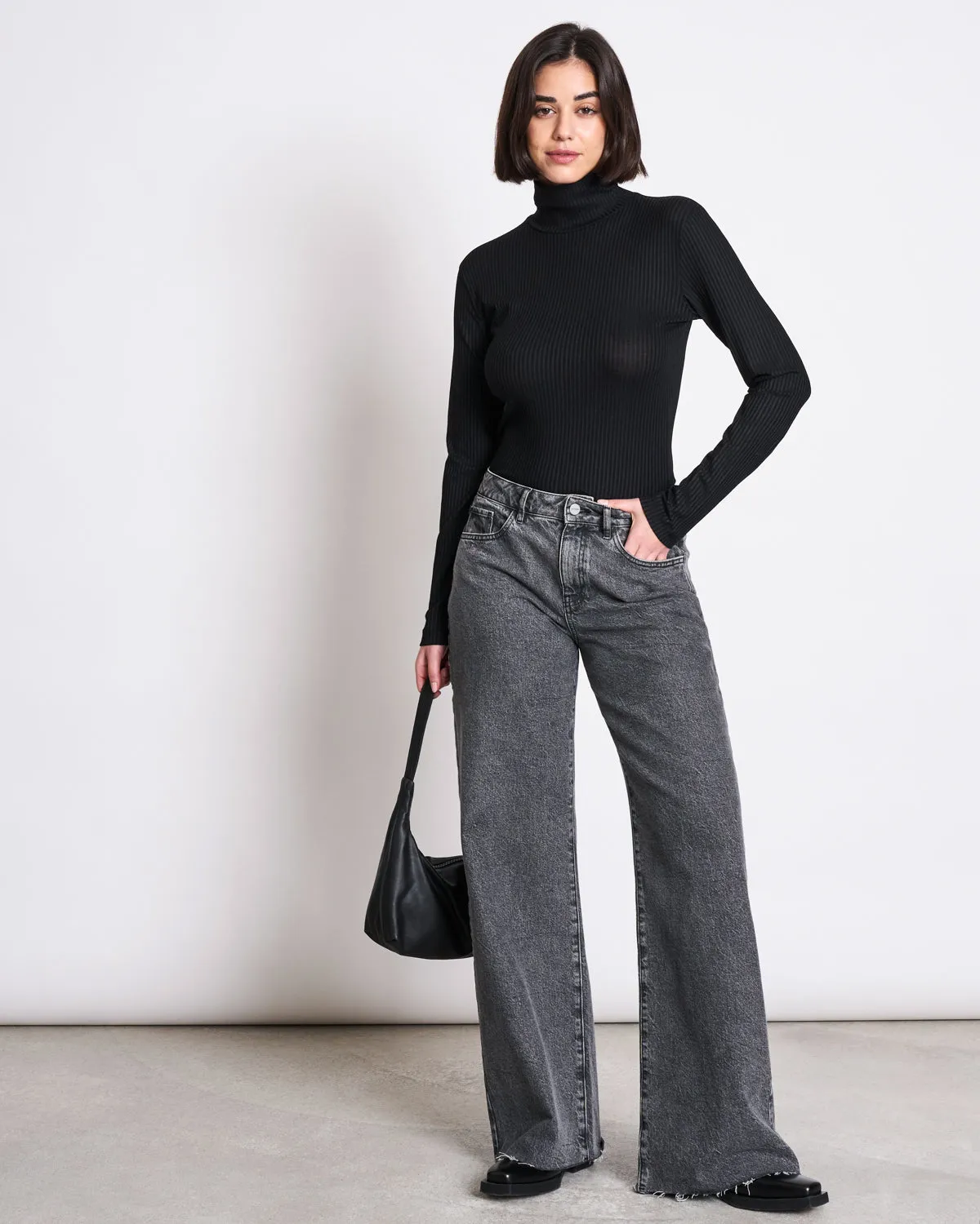 LYOCELL RIB TURTLENECK MIO BLACK