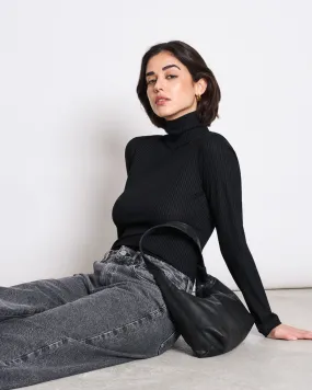 LYOCELL RIB TURTLENECK MIO BLACK
