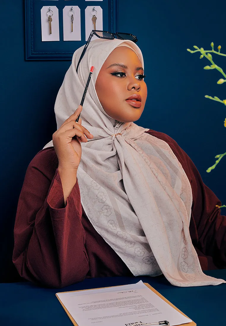 Mahsuri Bawal Monogram Cotton Voile Square Scarf