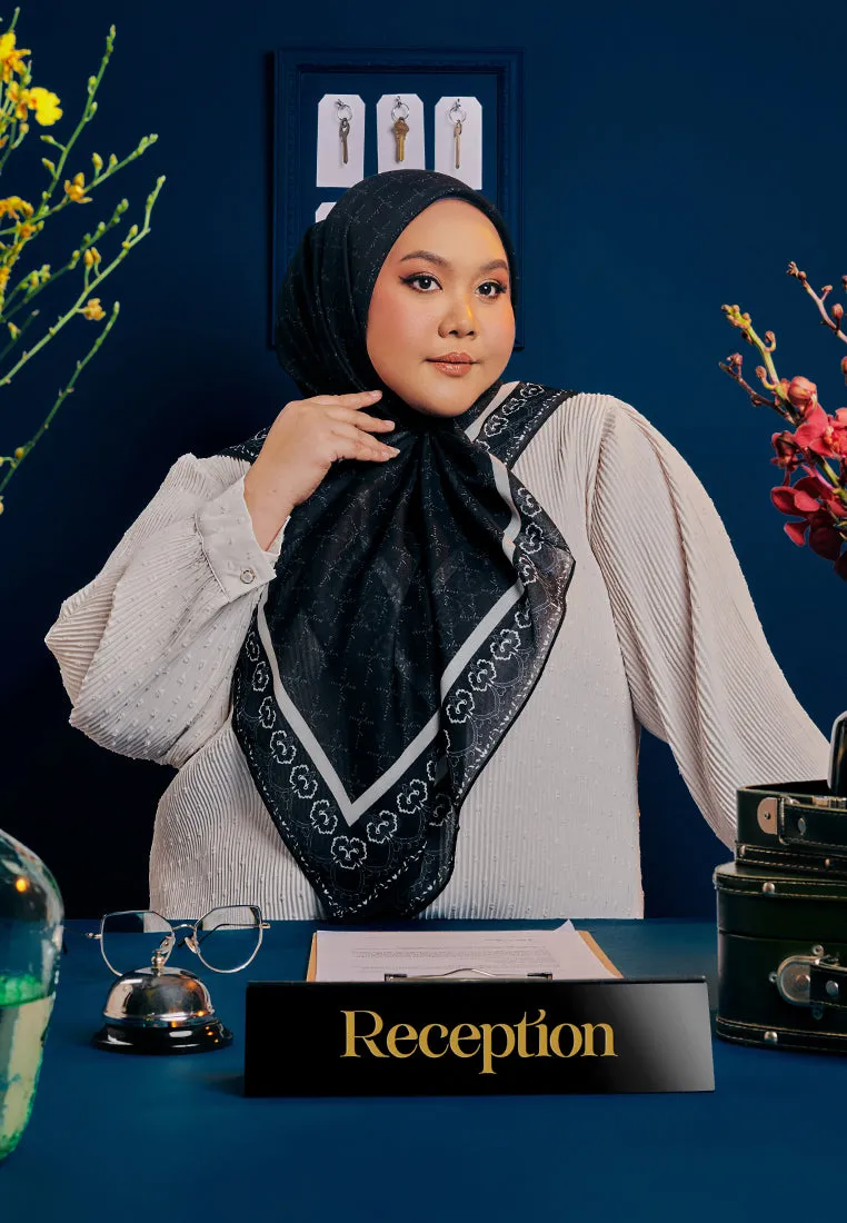 Mahsuri Bawal Monogram Cotton Voile Square Scarf