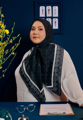 Mahsuri Bawal Monogram Cotton Voile Square Scarf