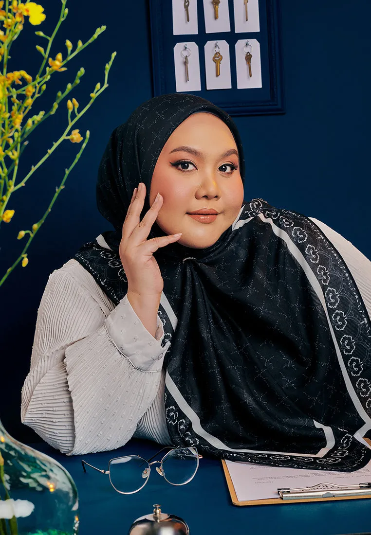 Mahsuri Bawal Monogram Cotton Voile Square Scarf