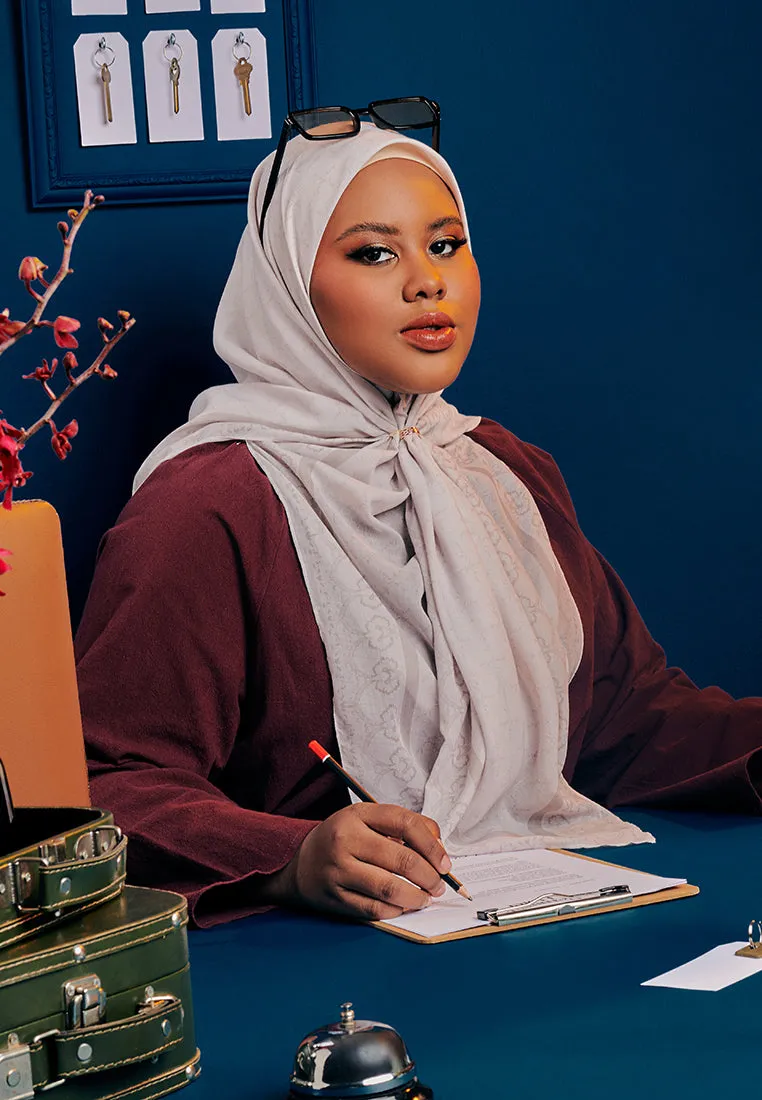 Mahsuri Bawal Monogram Cotton Voile Square Scarf