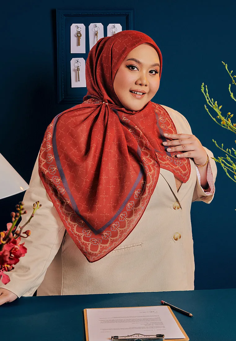 Mahsuri Bawal Monogram Cotton Voile Square Scarf