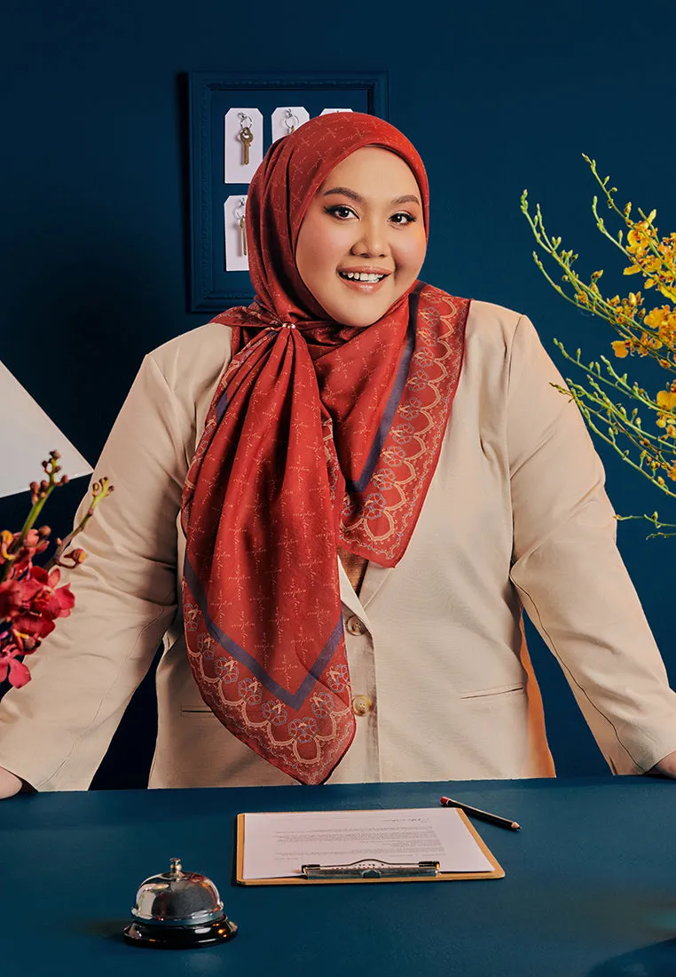 Mahsuri Bawal Monogram Cotton Voile Square Scarf