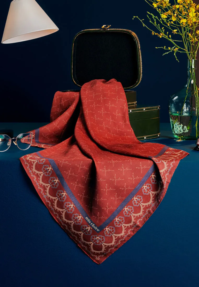 Mahsuri Bawal Monogram Cotton Voile Square Scarf