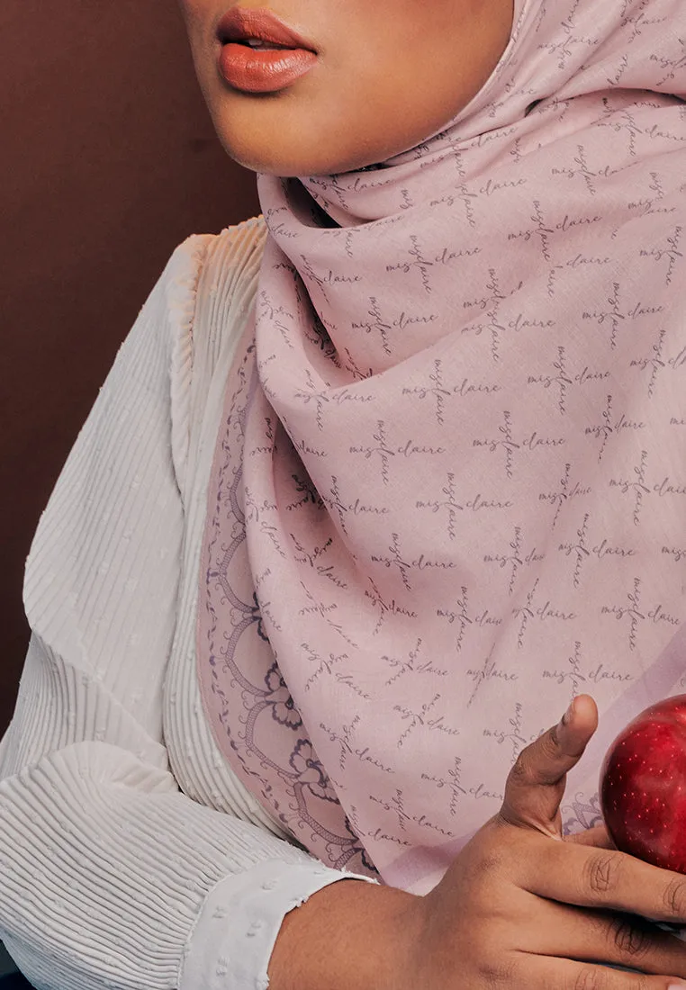 Mahsuri Bawal Monogram Cotton Voile Square Scarf