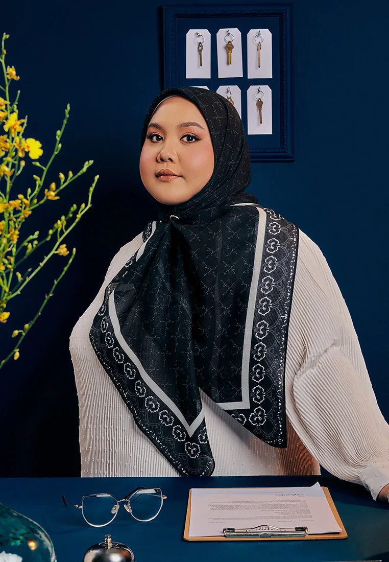 Mahsuri Bawal Monogram Cotton Voile Square Scarf