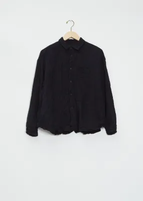 Mandarin Collar Button-Up Wool Blouse