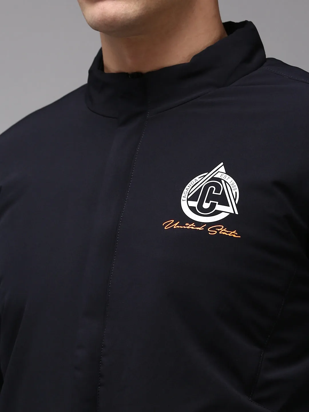 Men Blue Solid Jacket