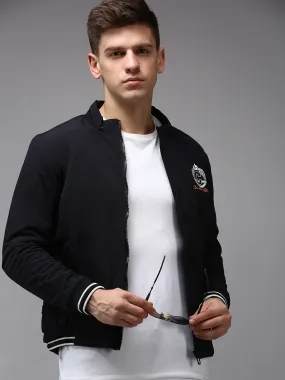 Men Blue Solid Jacket