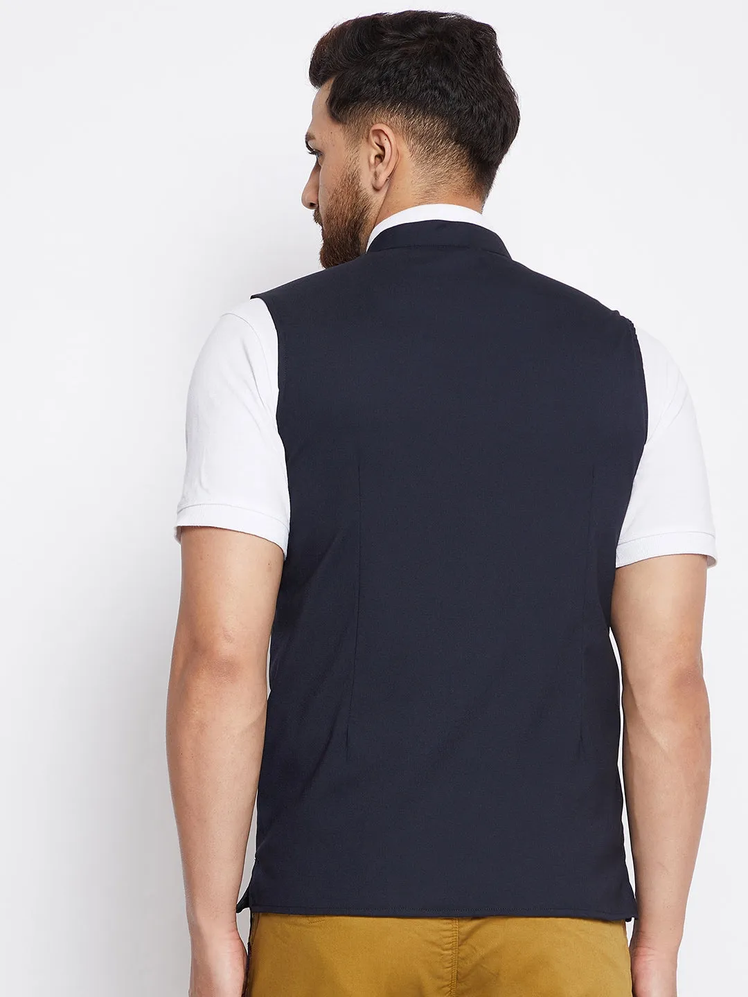 Men's Black Woven Design Jacket - Even Apparels
