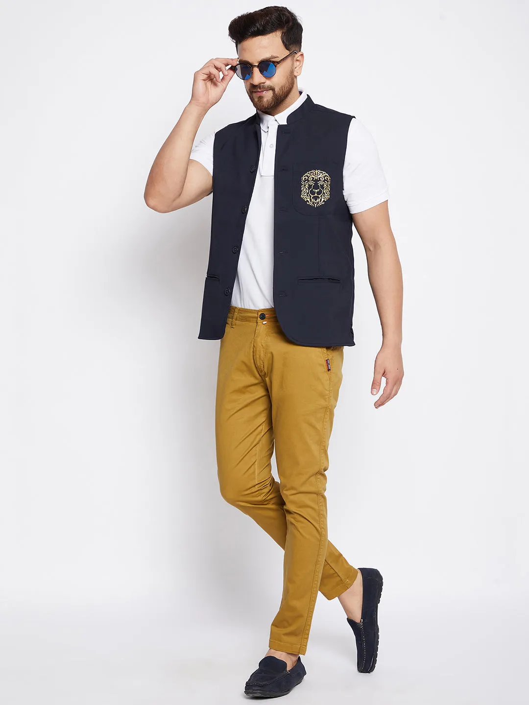 Men's Black Woven Design Jacket - Even Apparels