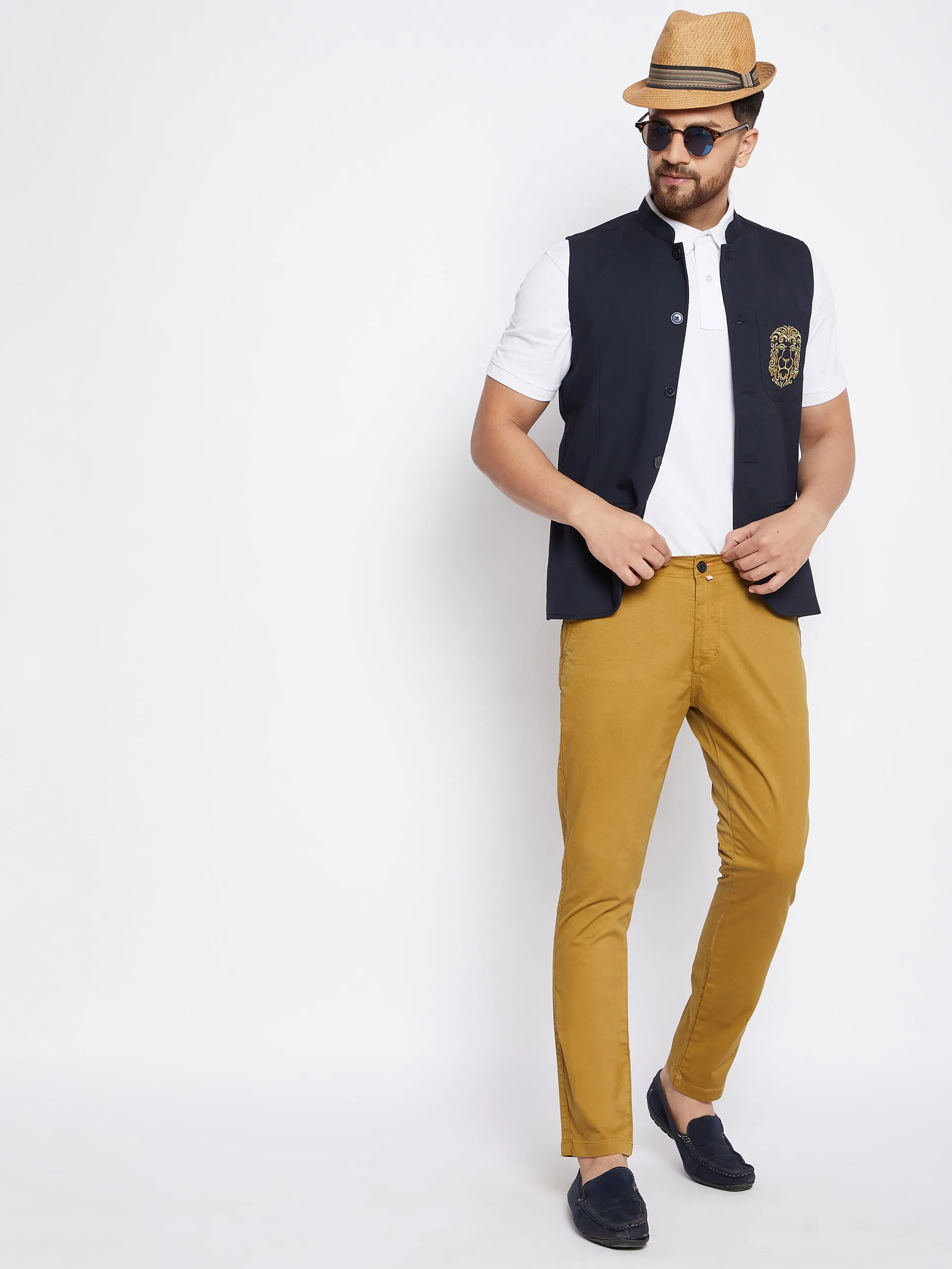 Men's Black Woven Design Jacket - Even Apparels