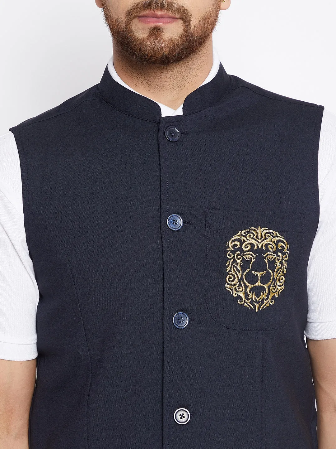 Men's Black Woven Design Jacket - Even Apparels
