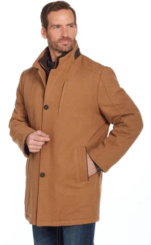 Men's Cripple Creek Wool Melton Zip & Button Front Coat W/ Faux Leather Trim - CR43366